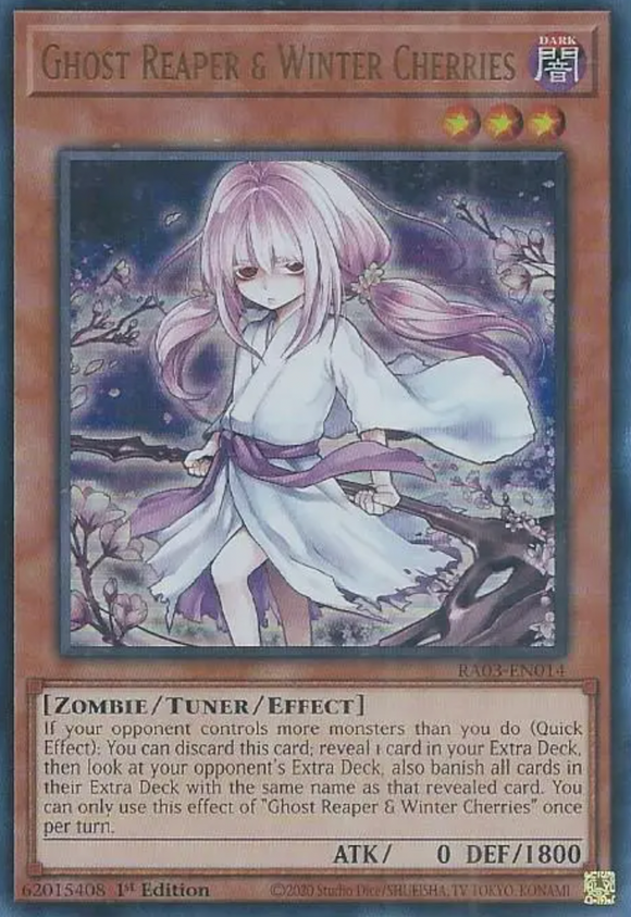 Ghost Reaper & Winter Cherries (Alt. Art) - RA03-EN014 - Ultra Rare 1st Edition