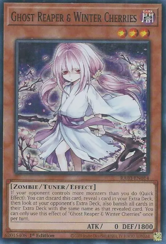 Ghost Reaper & Winter Cherries (Alt. Art) - RA03-EN014 - Super Rare 1st Edition