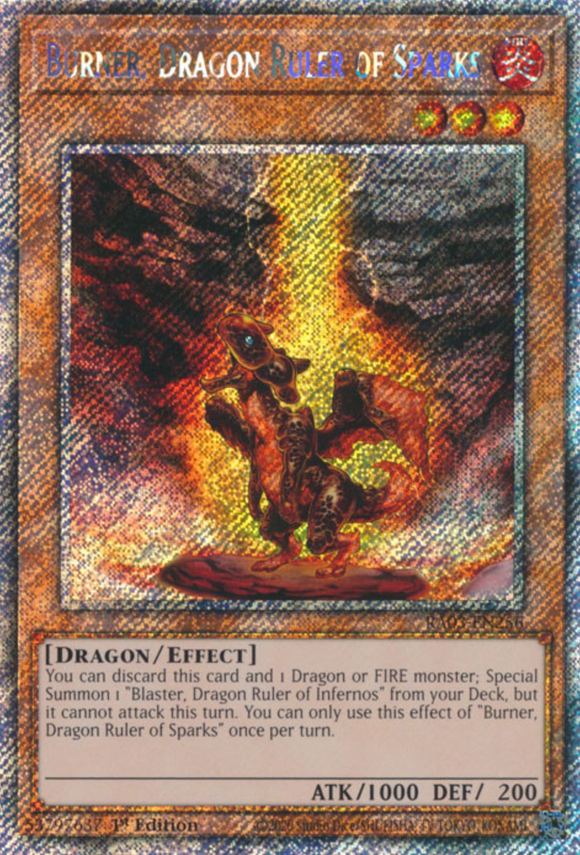 Burner, Dragon Ruler of Sparks - RA03-EN256 - Platinum Secret Rare 1st Edition