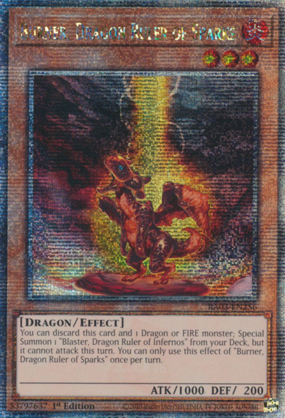 Burner, Dragon Ruler of Sparks - RA03-EN256 - Quarter Century Rare 1st Edition