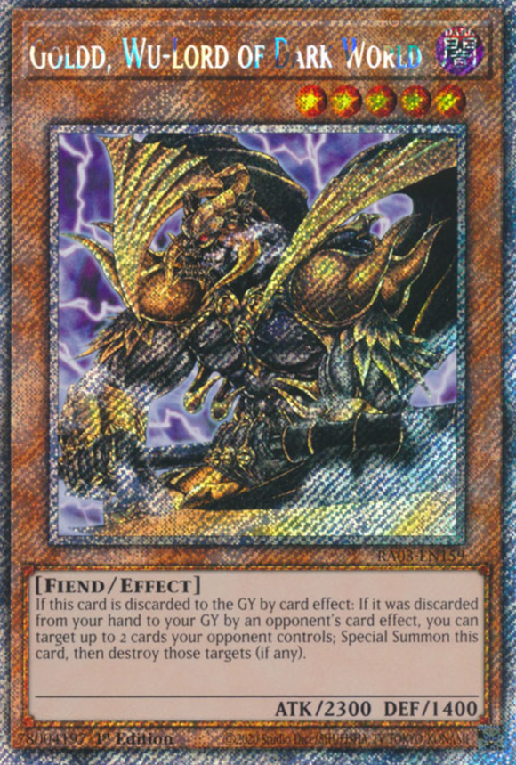 Goldd, Wu-Lord of Dark World - RA03-EN159 - Platinum Secret Rare 1st Edition