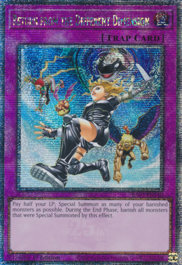 Return from the Different Dimension - RA03-EN140 - Quarter Century Rare 1st Edition
