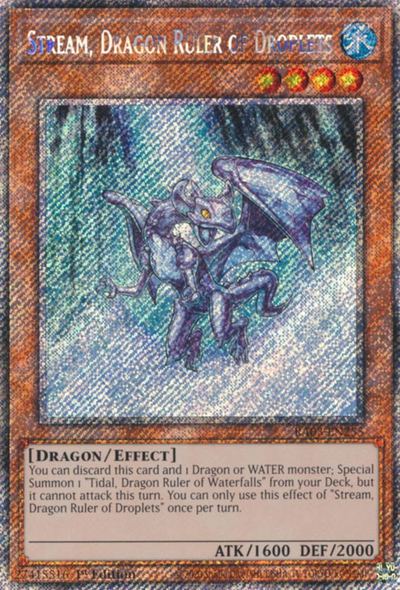 Stream, Dragon Ruler of Droplets - RA03-EN255 - Platinum Secret Rare 1st Edition