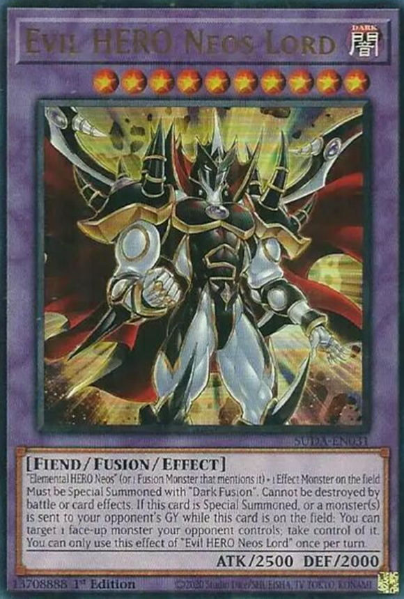 Evil HERO Neos Lord - SUDA-EN031 - Ultra Rare 1st Edition