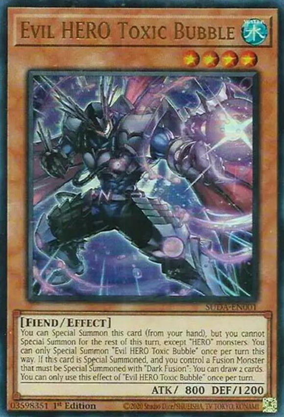 Evil HERO Toxic Bubble - SUDA-EN001 - Ultra Rare 1st Edition