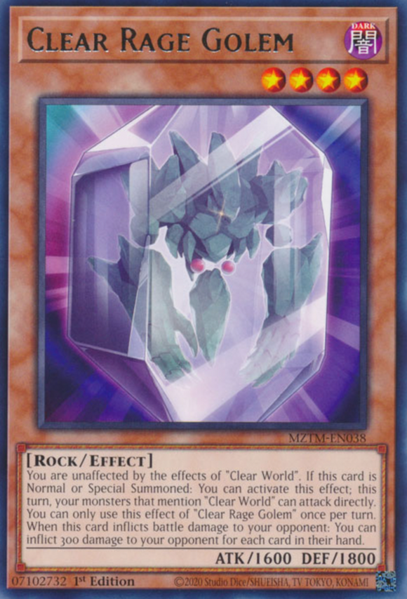 Clear Rage Golem - MZTM-EN038 - Rare 1st Edition