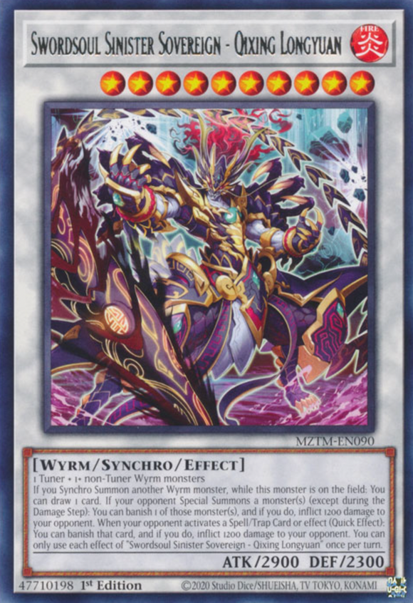 Swordsoul Sinister Sovereign - Qixing Longyuan - MZTM-EN090 - Rare 1st Edition