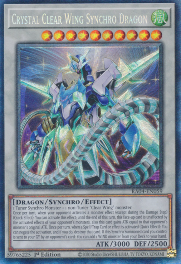 Crystal Clear Wing Synchro Dragon - RA04-EN059 - Collector's Rare 1st Edition