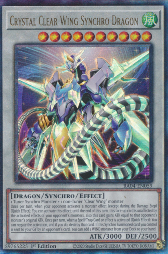 Crystal Clear Wing Synchro Dragon - RA04-EN059 - Ultimate Rare 1st Edition