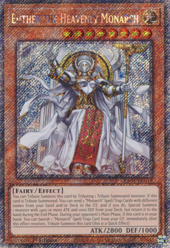 Ehther the Heavenly Monarch - RA04-EN018 - Platinum Secret Rare 1st Edition