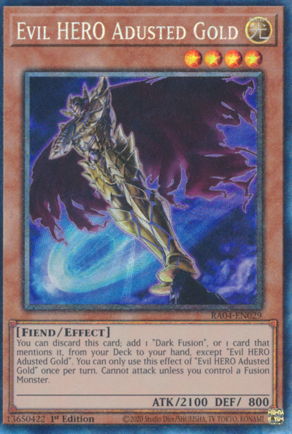 Evil HERO Adusted Gold - RA04-EN029 - Collector's Rare 1st Edition