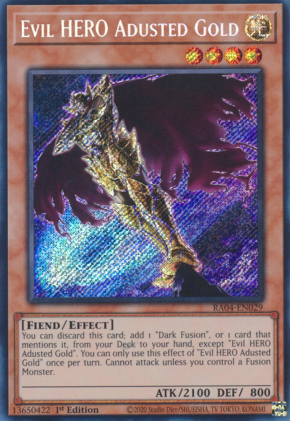 Evil HERO Adusted Gold - RA04-EN029 - Secret Rare 1st Edition