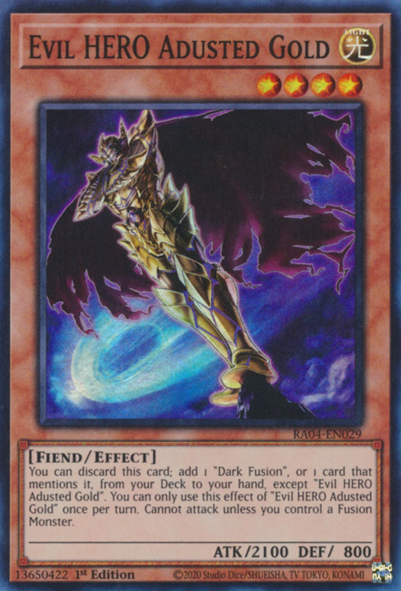 Evil HERO Adusted Gold - RA04-EN029 - Super Rare 1st Edition