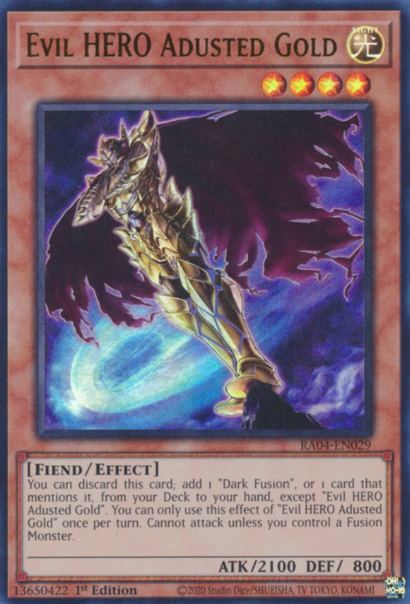 Evil HERO Adusted Gold - RA04-EN029 - Ultra Rare 1st Edition