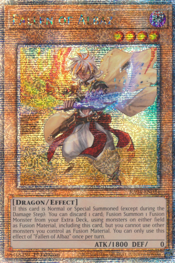 Fallen of Albaz (Alt. Art) - RA04-EN034 - Quarter Century Secret Rare 1st Edition