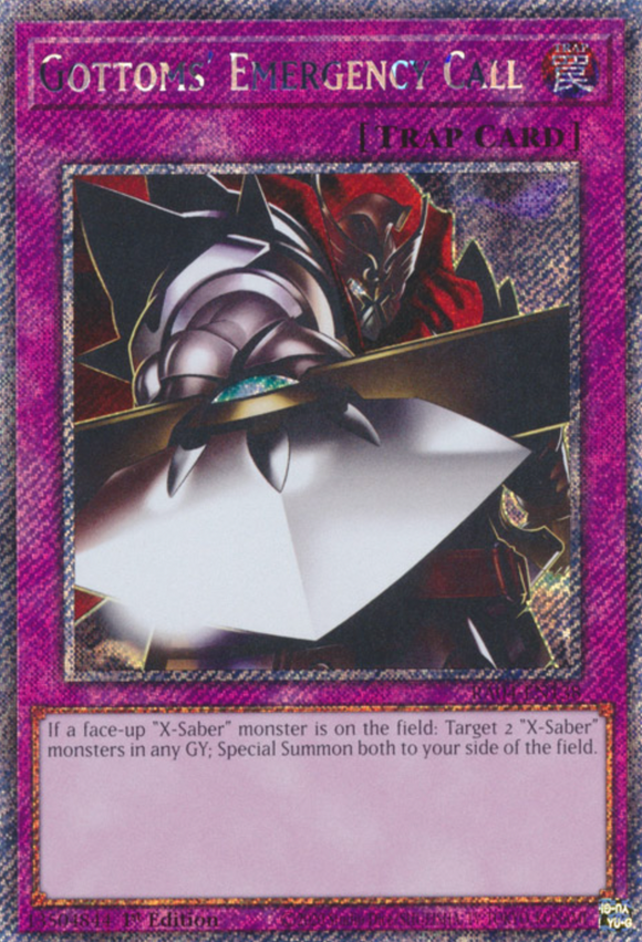 Gottoms' Emergency Call - RA04-EN138 - Platinum Secret Rare 1st Edition