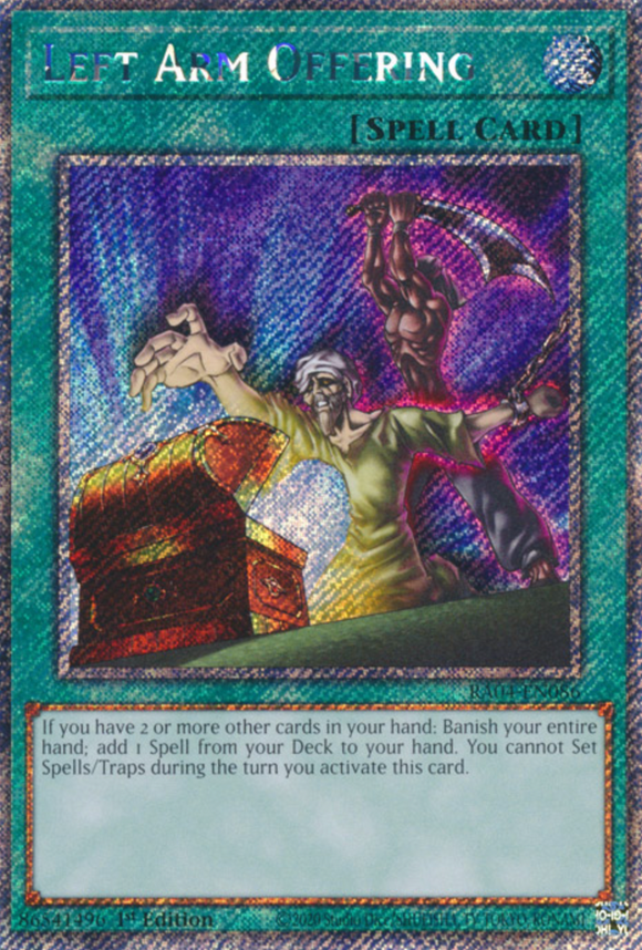 Left Arm Offering - RA04-EN086 - Platinum Secret Rare 1st Edition