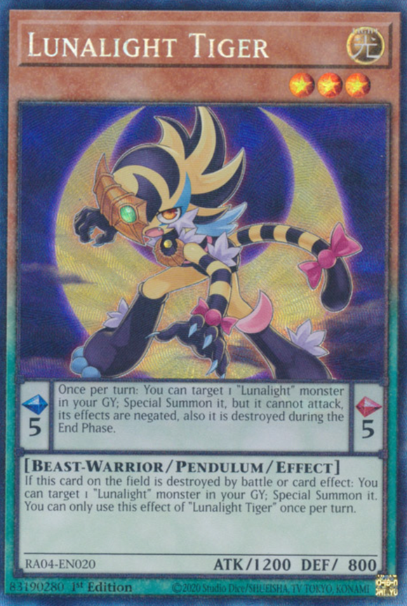 Lunalight Tiger - RA04-EN020 - Collector's Rare 1st Edition