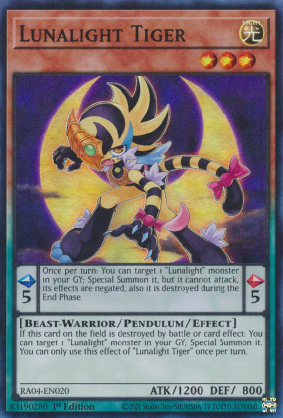 Lunalight Tiger - RA04-EN020 - Super Rare 1st Edition