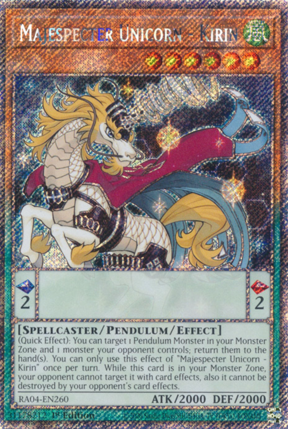 Majespecter Unicorn - Kirin - RA04-EN260 - Platinum Secret Rare 1st Edition