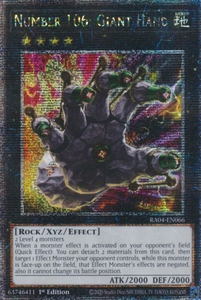 Number 106: Giant Hand - RA04-EN066 - Quarter Century Secret Rare 1st Edition