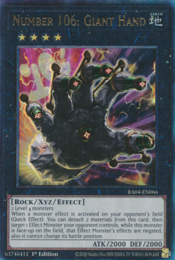 Number 106: Giant Hand - RA04-EN066 - Ultimate Rare 1st Edition