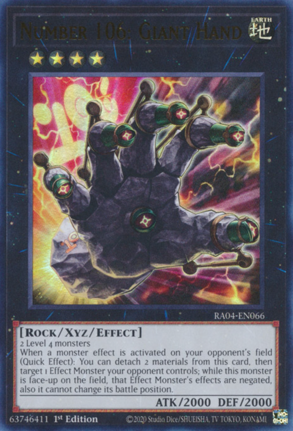 Number 106: Giant Hand - RA04-EN066 - Ultra Rare 1st Edition