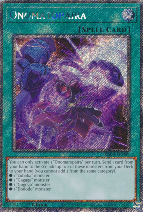 Onomatopaira - RA04-EN089 - Platinum Secret Rare 1st Edition