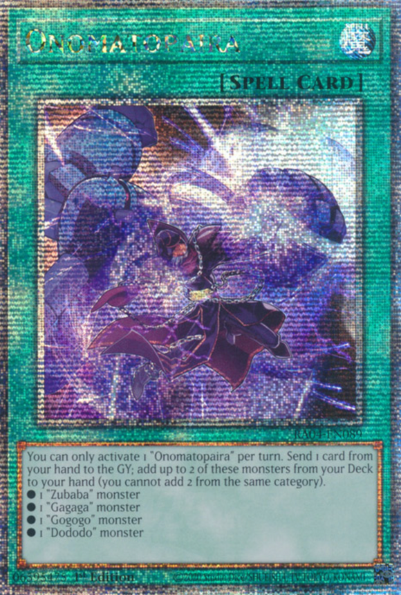 Onomatopaira - RA04-EN089 - Quarter Century Secret Rare 1st Edition