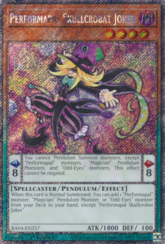 Performapal Skullcrobat Joker - RA04-EN257 - Platinum Secret Rare 1st Edition