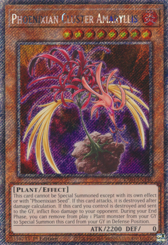 Phoenixian Cluster Amaryllis - RA04-EN136 - Platinum Secret Rare 1st Edition