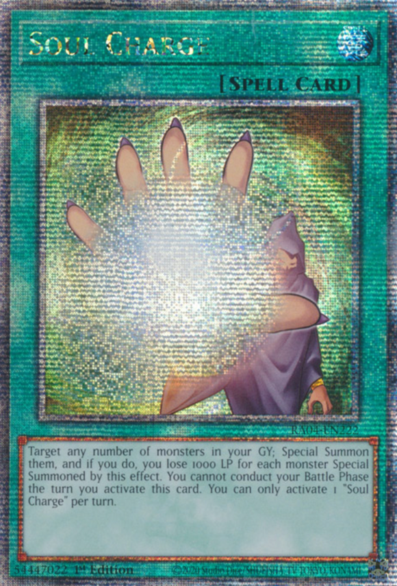 Soul Charge - RA04-EN222 - Quarter Century Secret Rare 1st Edition