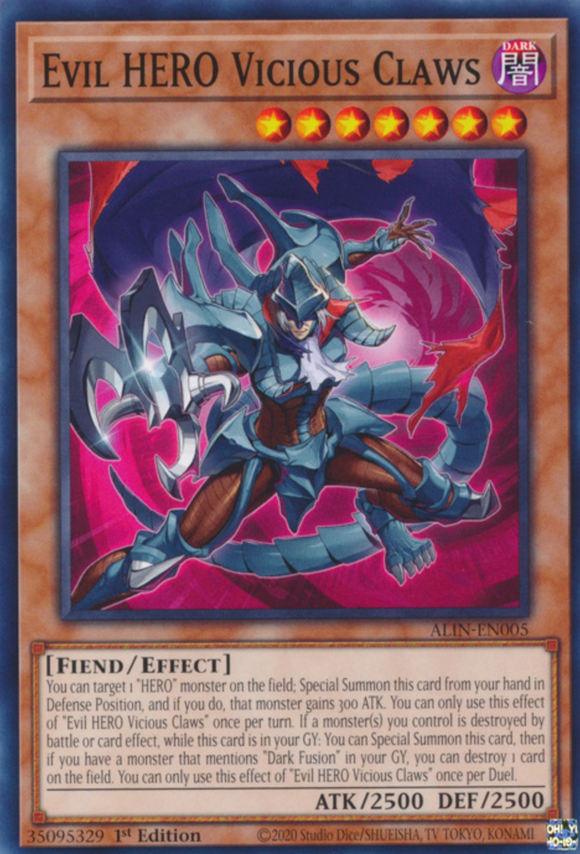 Evil HERO Vicious Claws - ALIN-EN005 - Common 1st Edition