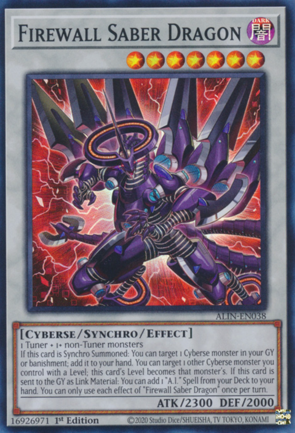 Firewall Saber Dragon - ALIN-EN038 - Super Rare 1st Edition