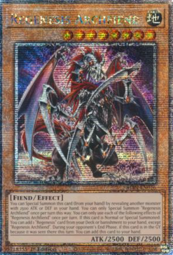 Regenesis Archfiend - ALIN-EN016 - Quarter Century Secret Rare 1st Edition