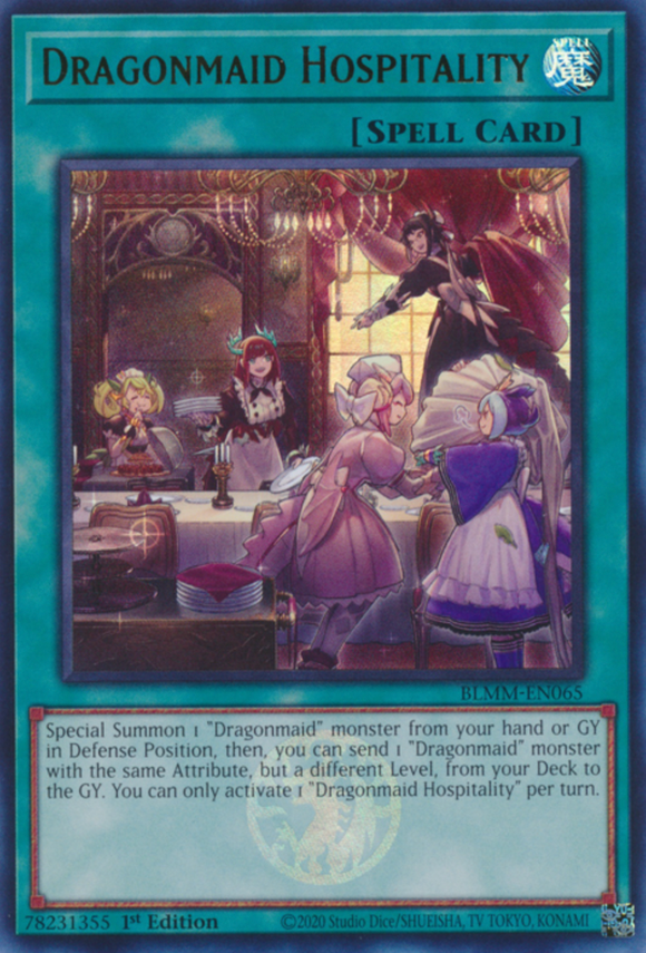 Dragonmaid Hospitality - BLMM-EN065 - Emblazoned Ultra Rare 1st Edition