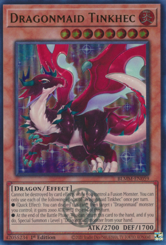 Dragonmaid Tinkhec - BLMM-EN059 - Emblazoned Ultra Rare 1st Edition