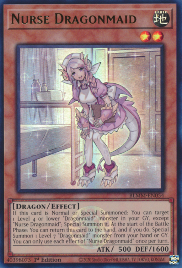 Nurse Dragonmaid - BLMM-EN054 - Emblazoned Ultra Rare 1st Edition