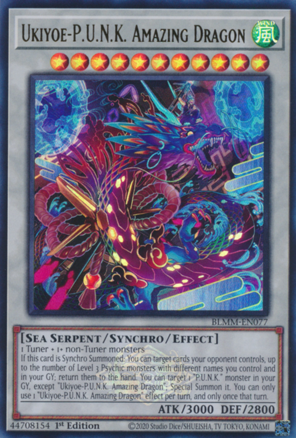 Ukiyoe-P.U.N.K. Amazing Dragon - BLMM-EN077 - Emblazoned Ultra Rare 1st Edition