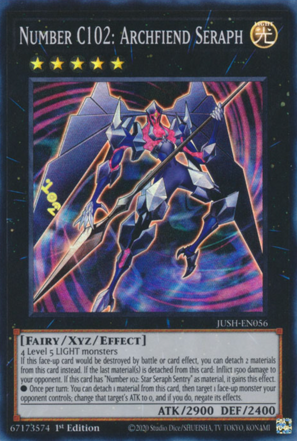 Number C102: Archfiend Seraph - JUSH-EN056- Super Rare 1st Edition