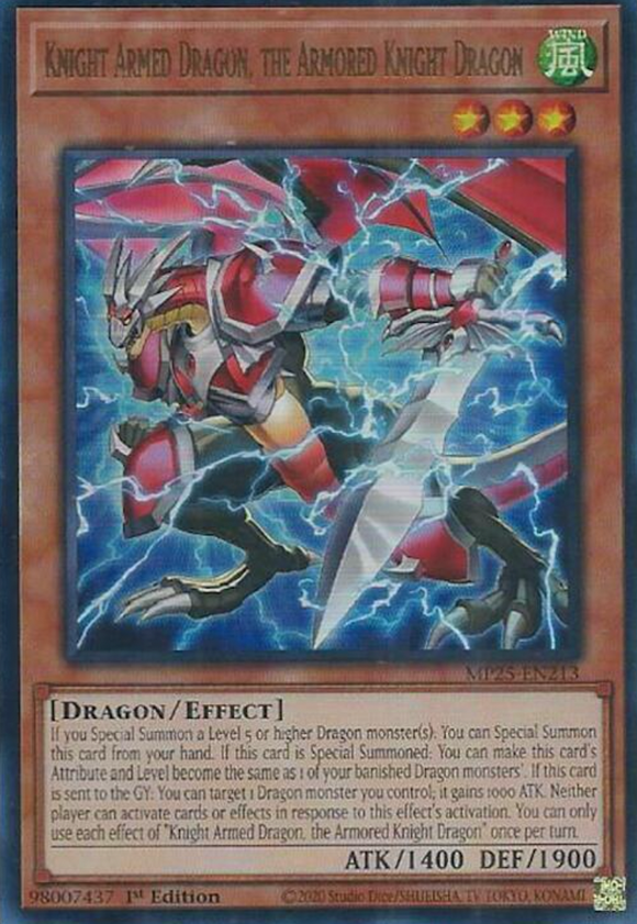Knight Armed Dragon, the Armored Knight Dragon - MP25-EN213 - Ultra Rare 1st Edition