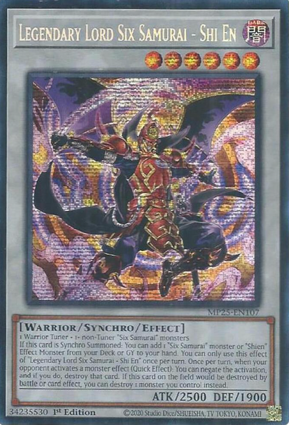 Legendary Lord Six Samurai - Shi En - MP25-EN107 - Prismatic Secret Rare 1st Edition (PRE-ORDER) (DELAYED)