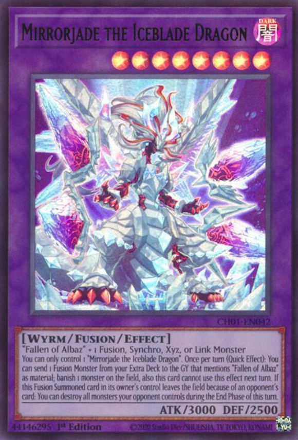 Mirrorjade the Iceblade Dragon - CH01-EN042 - Ultra Rare 1st Edition
