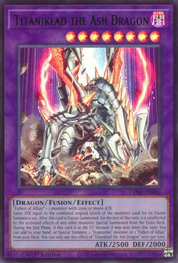 Titaniklad the Ash Dragon - CH01-EN046 - Ultra Rare 1st Edition