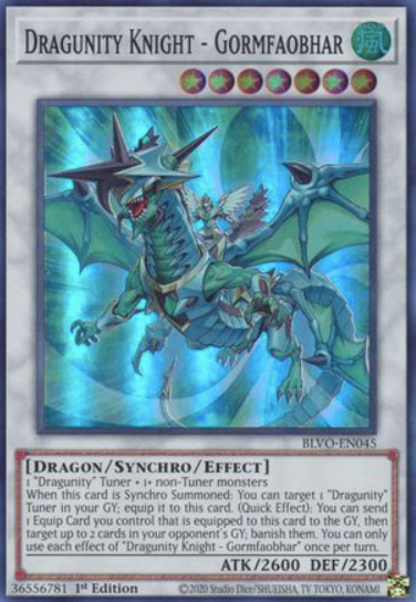 Dragunity Knight - Gormfaobhar - BLVO-EN045 - Super Rare 1st Edition