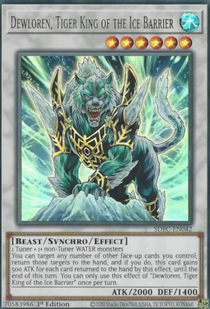 Dewloren, Tiger King of the Ice Barrier - SDFC-EN042 - Ultra Rare 1st Edition
