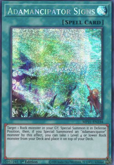 Adamancipator Signs - MP21-EN234 - Prismatic Secret Rare 1st Edition
