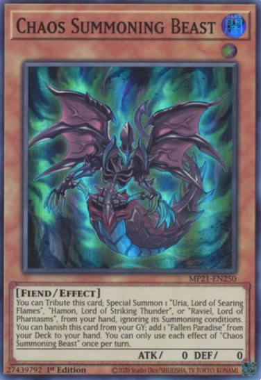Chaos Summoning Beast - MP21-EN250 - Super Rare 1st Edition
