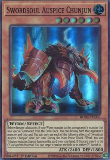Swordsoul Auspice Chunjun - BODE-EN006 - Super Rare 1st Edition