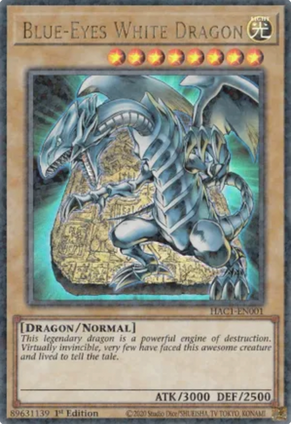 Blue-Eyes White Dragon - HAC1-EN001 - Duel Terminal Ultra Rare Parallel 1st Edition
